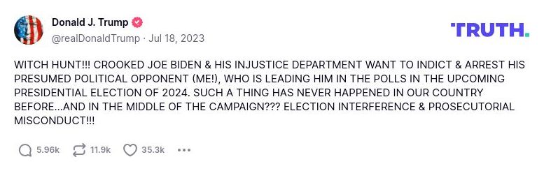 Post image from Donald Trump