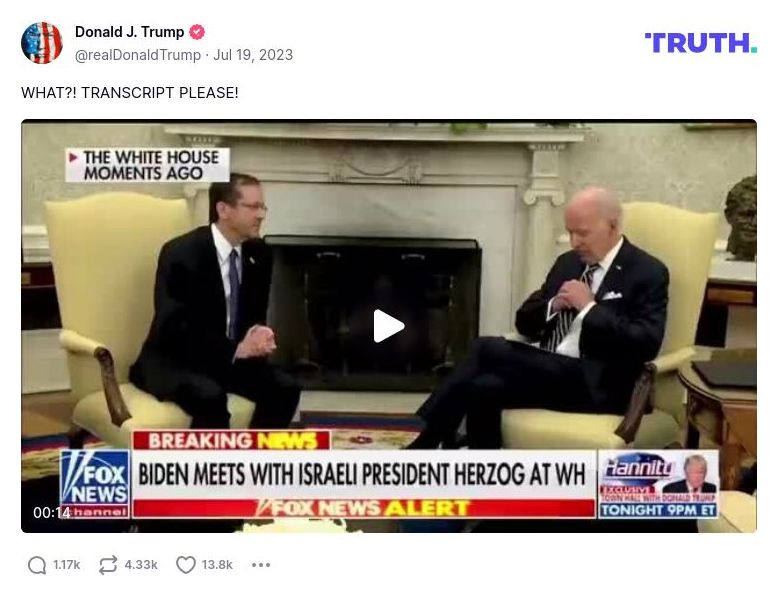 Post image from Donald Trump