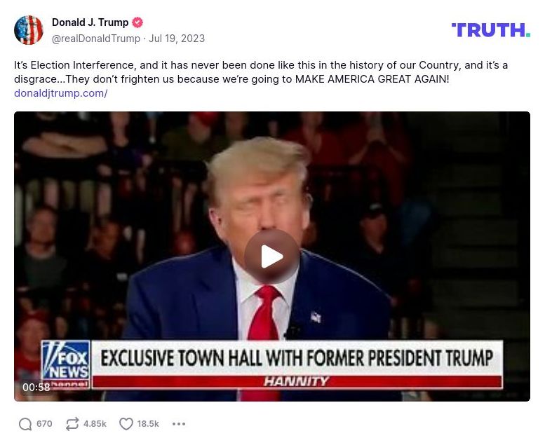 Post image from Donald Trump