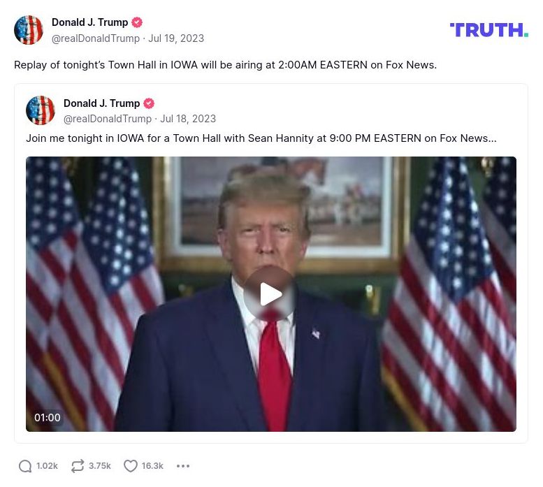 Post image from Donald Trump