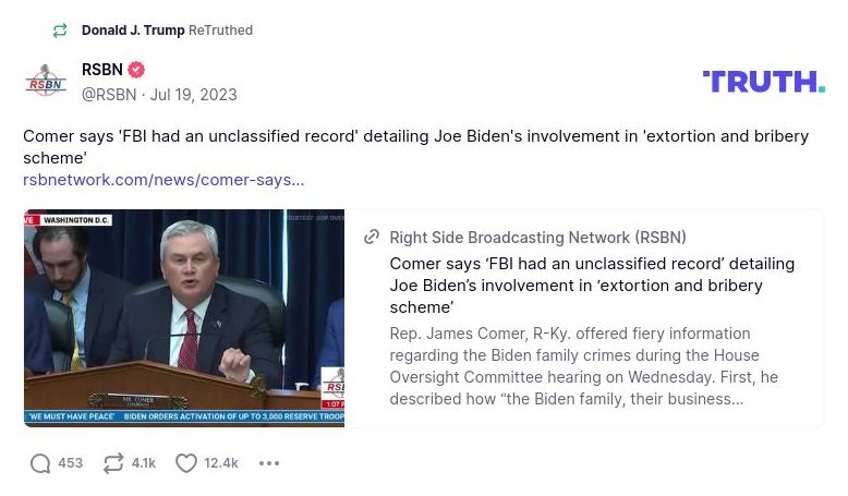 Post image from Donald Trump