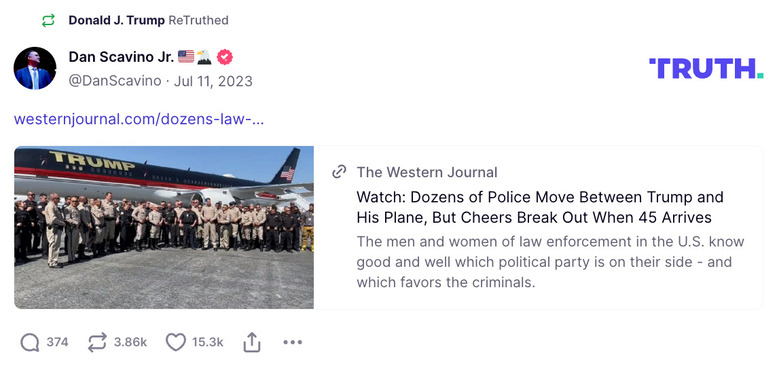 Post image from Donald Trump