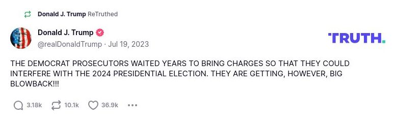 Post image from Donald Trump