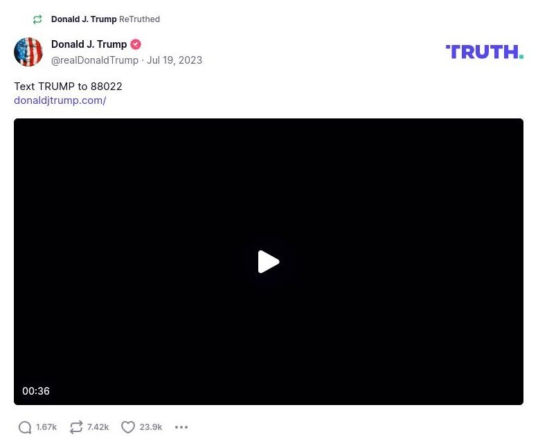 Post image from Donald Trump