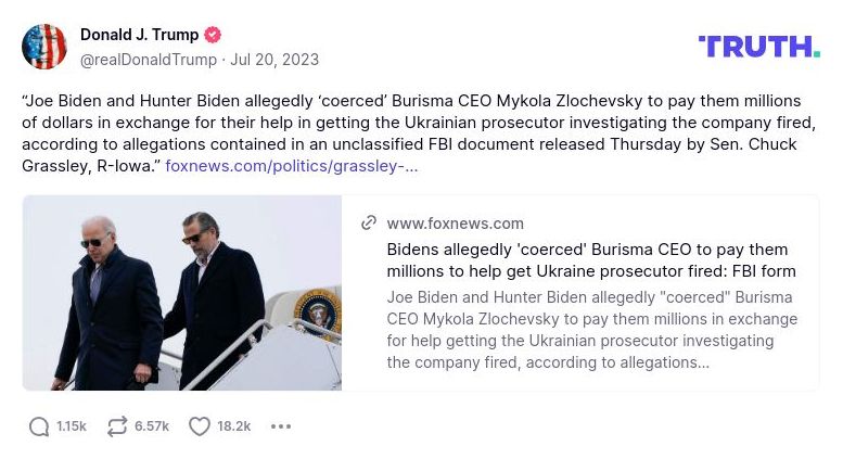 Post image from Donald Trump