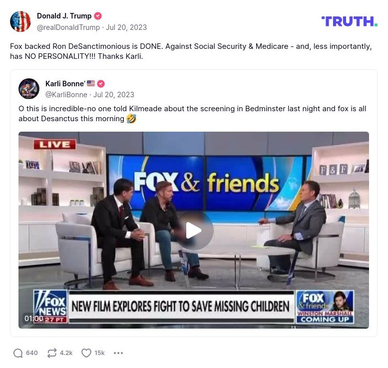 Post image from Donald Trump