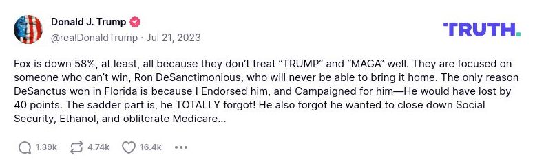 Post image from Donald Trump