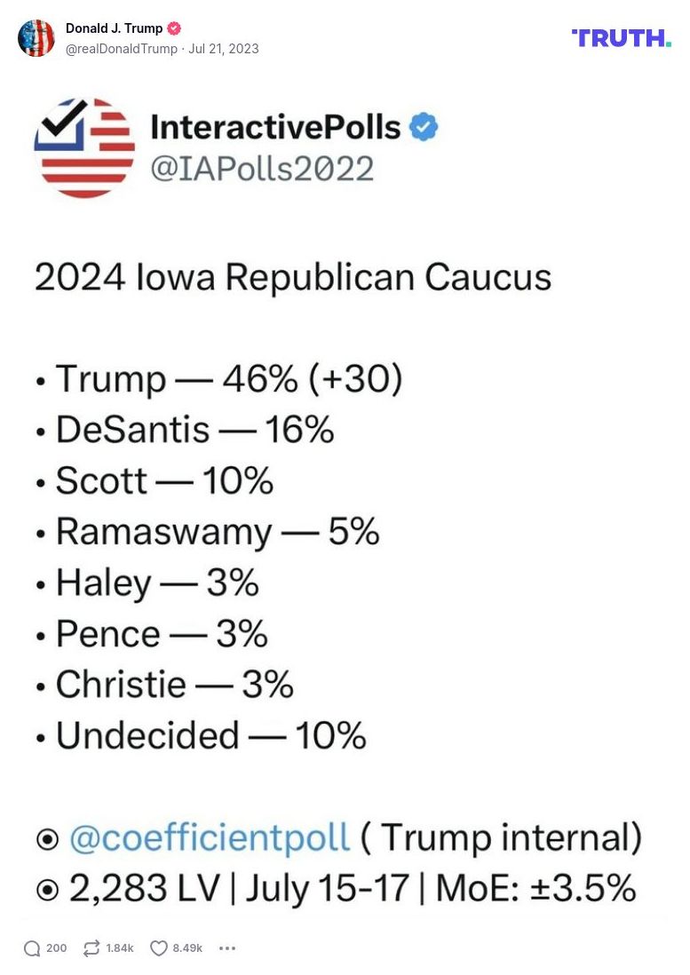 Post image from Donald Trump