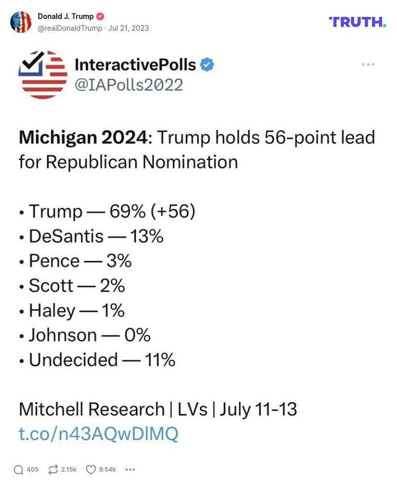 Post image from Donald Trump