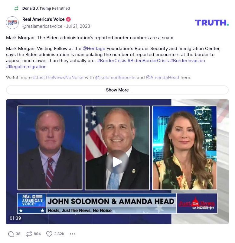 Post preview from Donald Trump