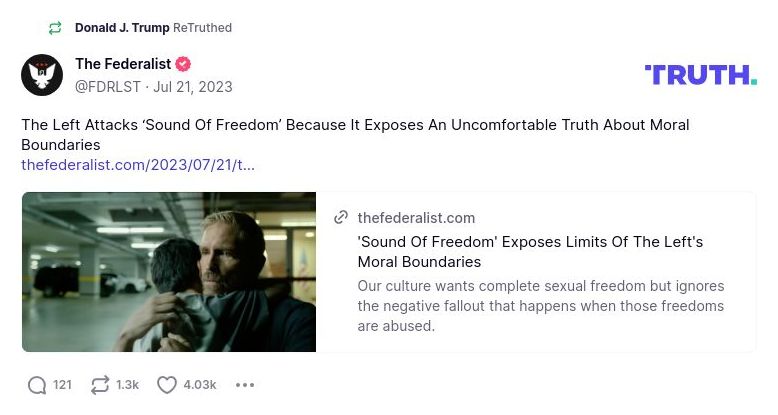 Post image from Donald Trump