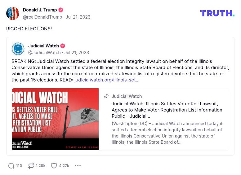 Post image from Donald Trump