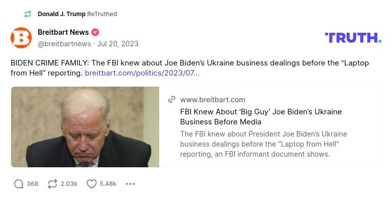 Post preview from Donald Trump