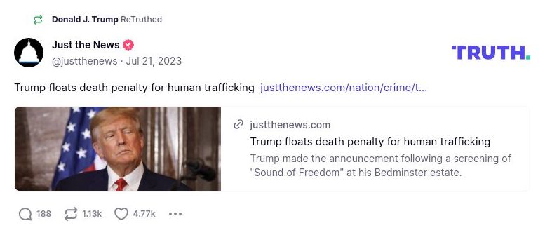 Post image from Donald Trump