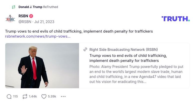 Post image from Donald Trump