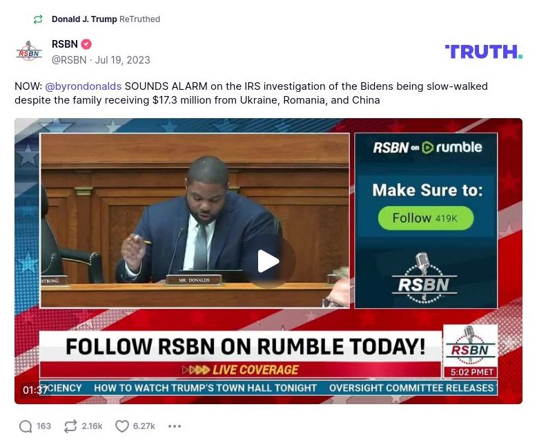 Post preview from Donald Trump