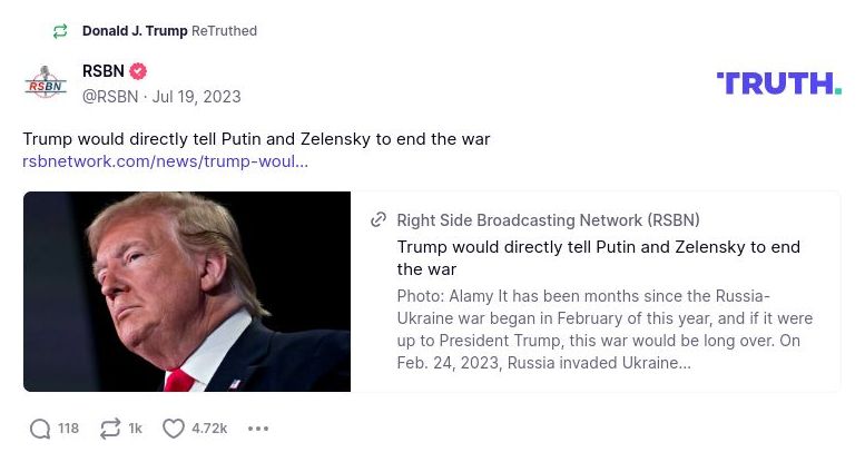 Post preview from Donald Trump