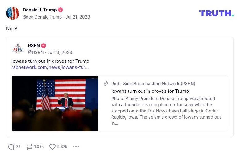 Post image from Donald Trump