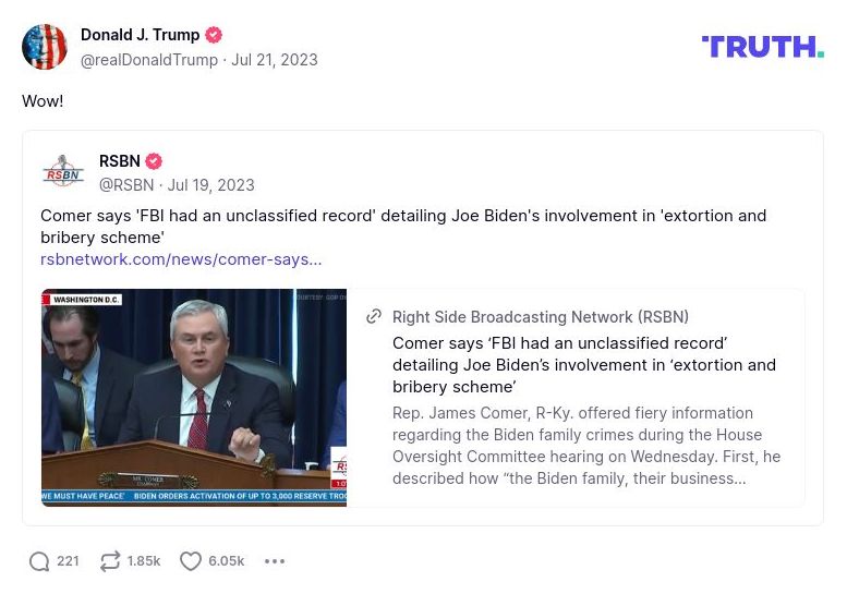 Post image from Donald Trump