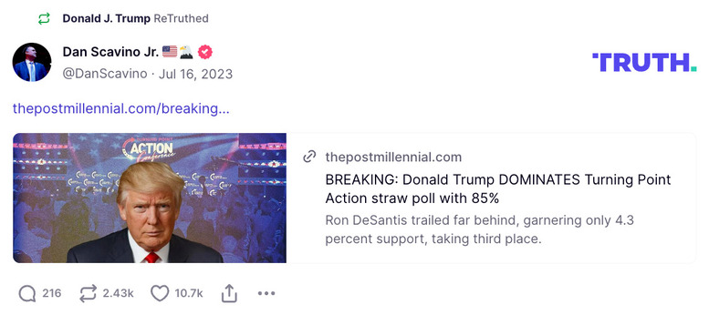 Post image from Donald Trump