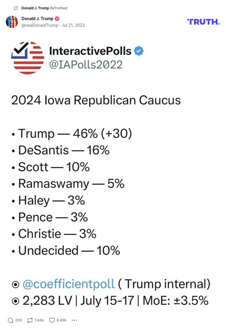 Post image from Donald Trump