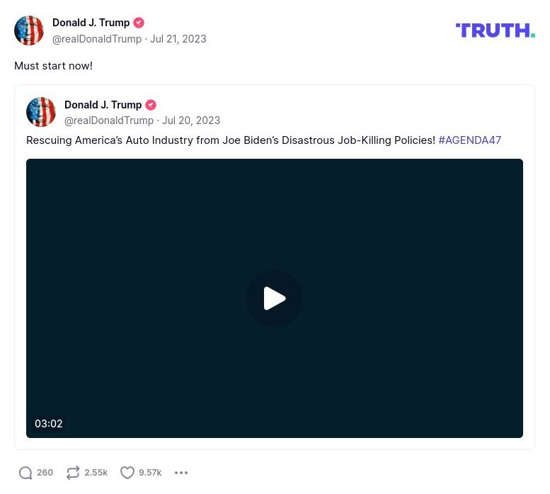 Post image from Donald Trump