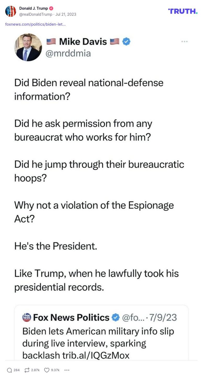 Post image from Donald Trump