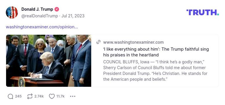 Post image from Donald Trump