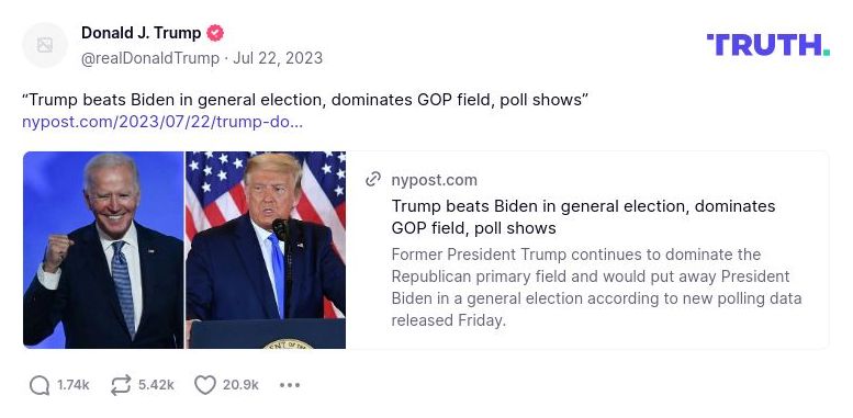 Post image from Donald Trump