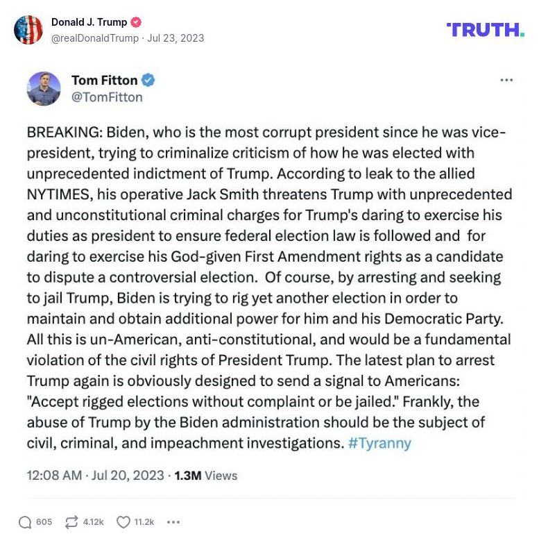 Post image from Donald Trump