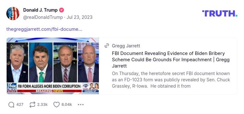 Post image from Donald Trump