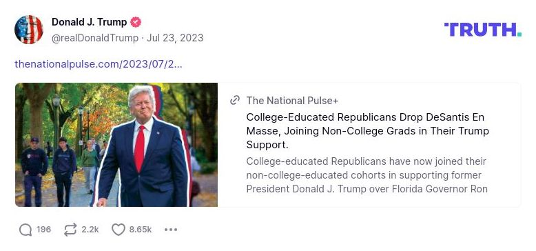 Post image from Donald Trump