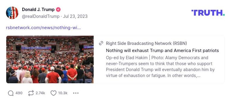 Post image from Donald Trump