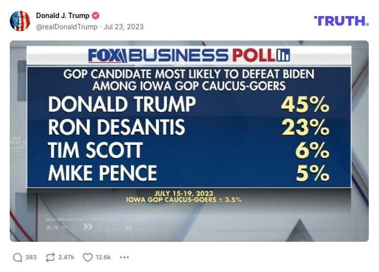 Post image from Donald Trump