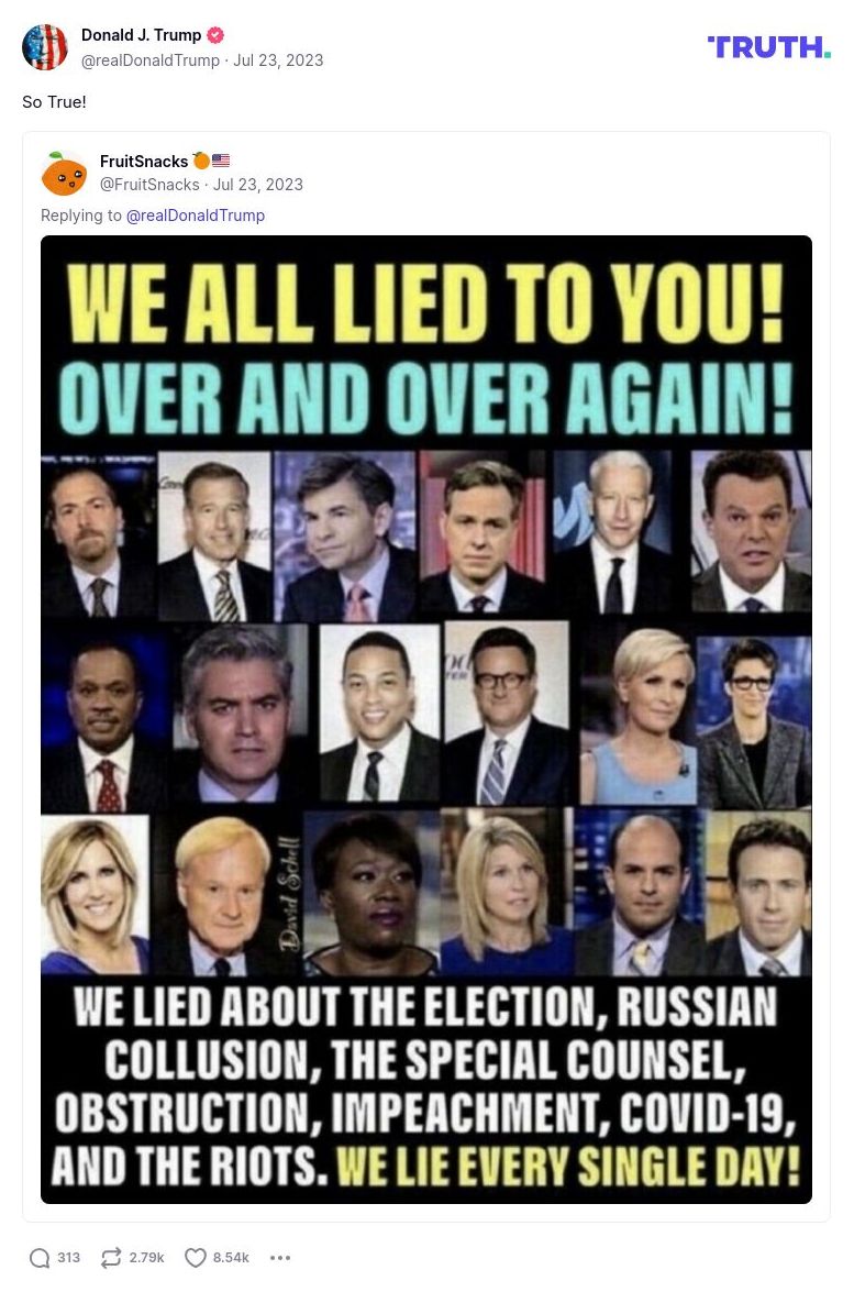 Post image from Donald Trump