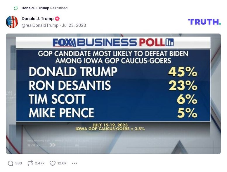 Post image from Donald Trump