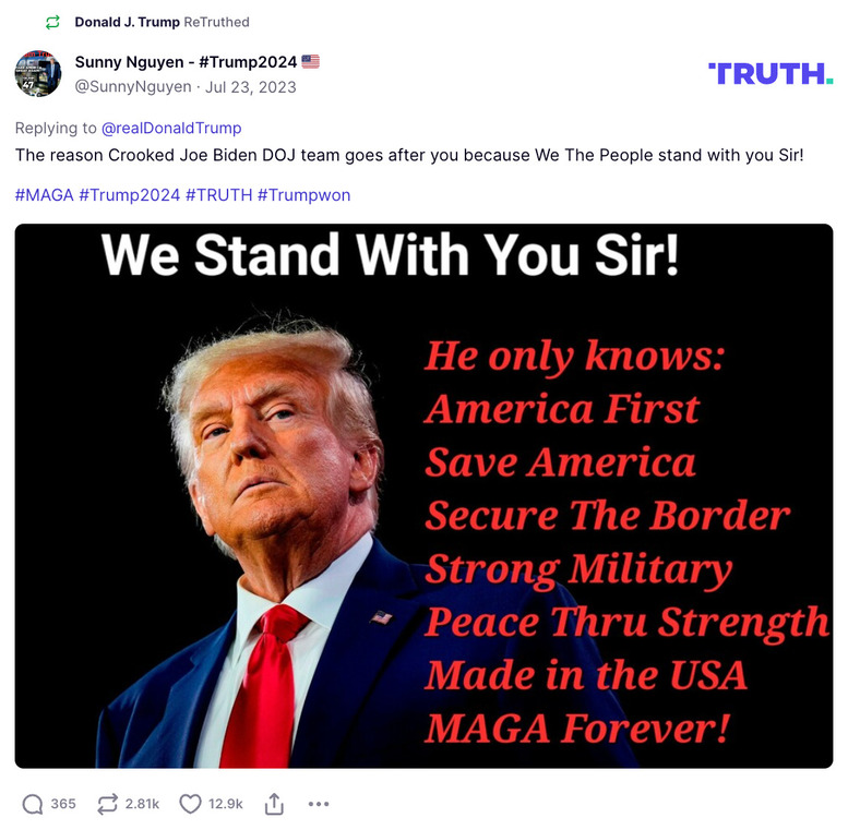 Post image from Donald Trump