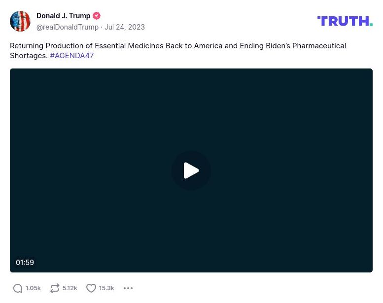 Post image from Donald Trump