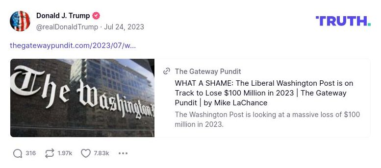 Post image from Donald Trump