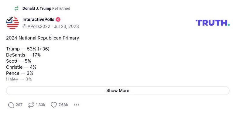 Post image from Donald Trump