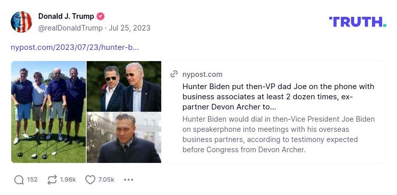 Post image from Donald Trump