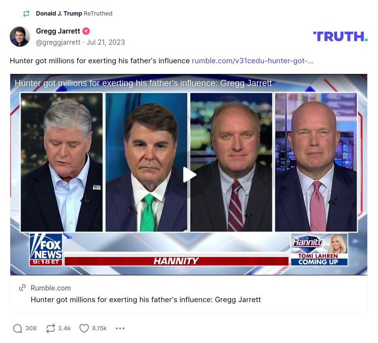 Post image from Donald Trump