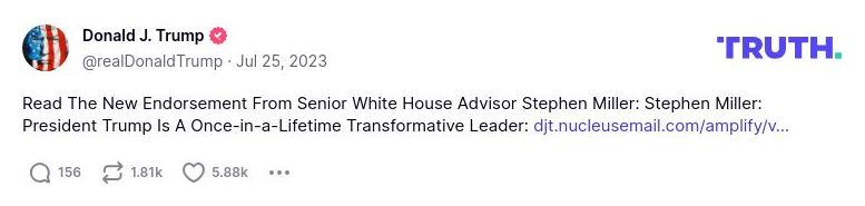 Post image from Donald Trump