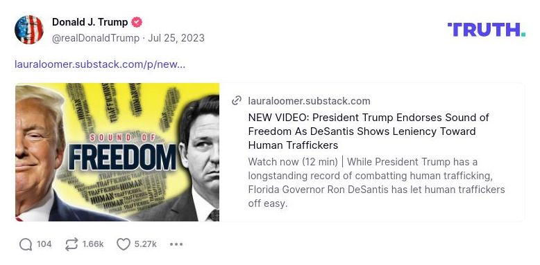 Post image from Donald Trump