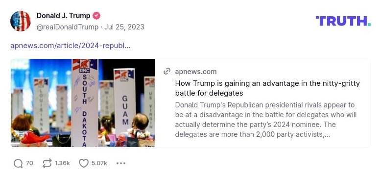 Post image from Donald Trump