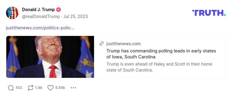 Post image from Donald Trump