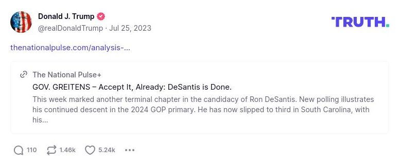 Post image from Donald Trump