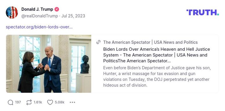 Post image from Donald Trump