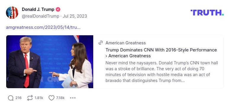 Post preview from Donald Trump