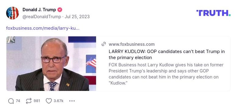 Post image from Donald Trump